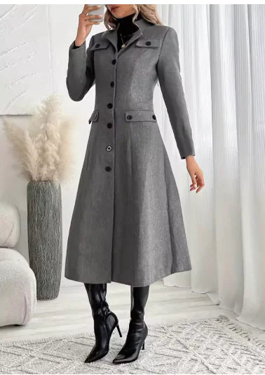 Women's Single-breasted Long-cut Coat