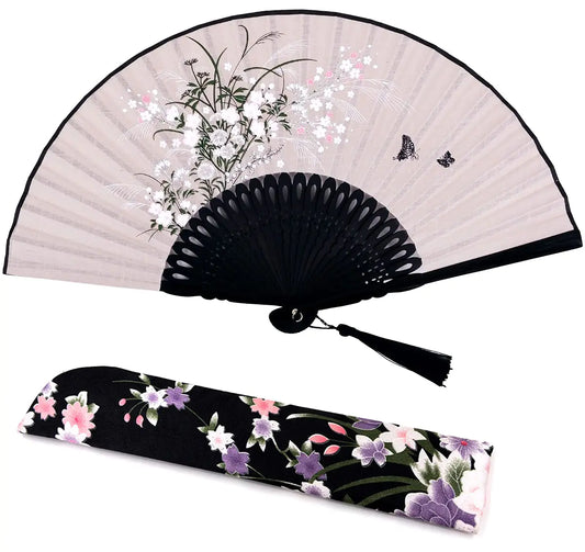 🌟 Exquisite Handmade Bamboo Silk Fan - Elegant Folding Hand Fan