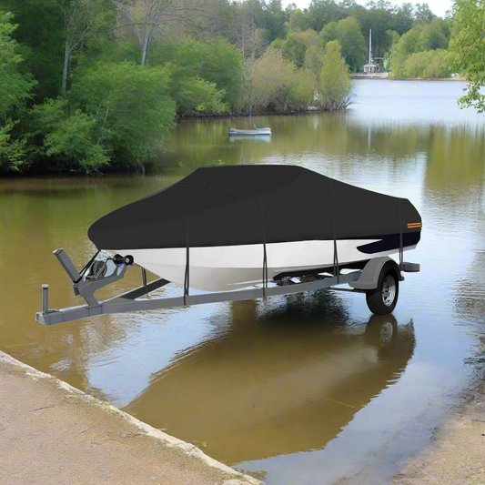 ⛵ OutdoorLines Waterproof Boat Cover 12-14ft - Heavy Duty UV Resistant Trailerable Protection