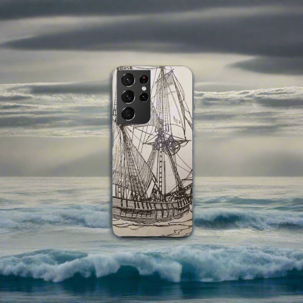 ⛵ Sailing Schooner Artistic Phone Case - Durable Dual-Layer Design with Nautical Art