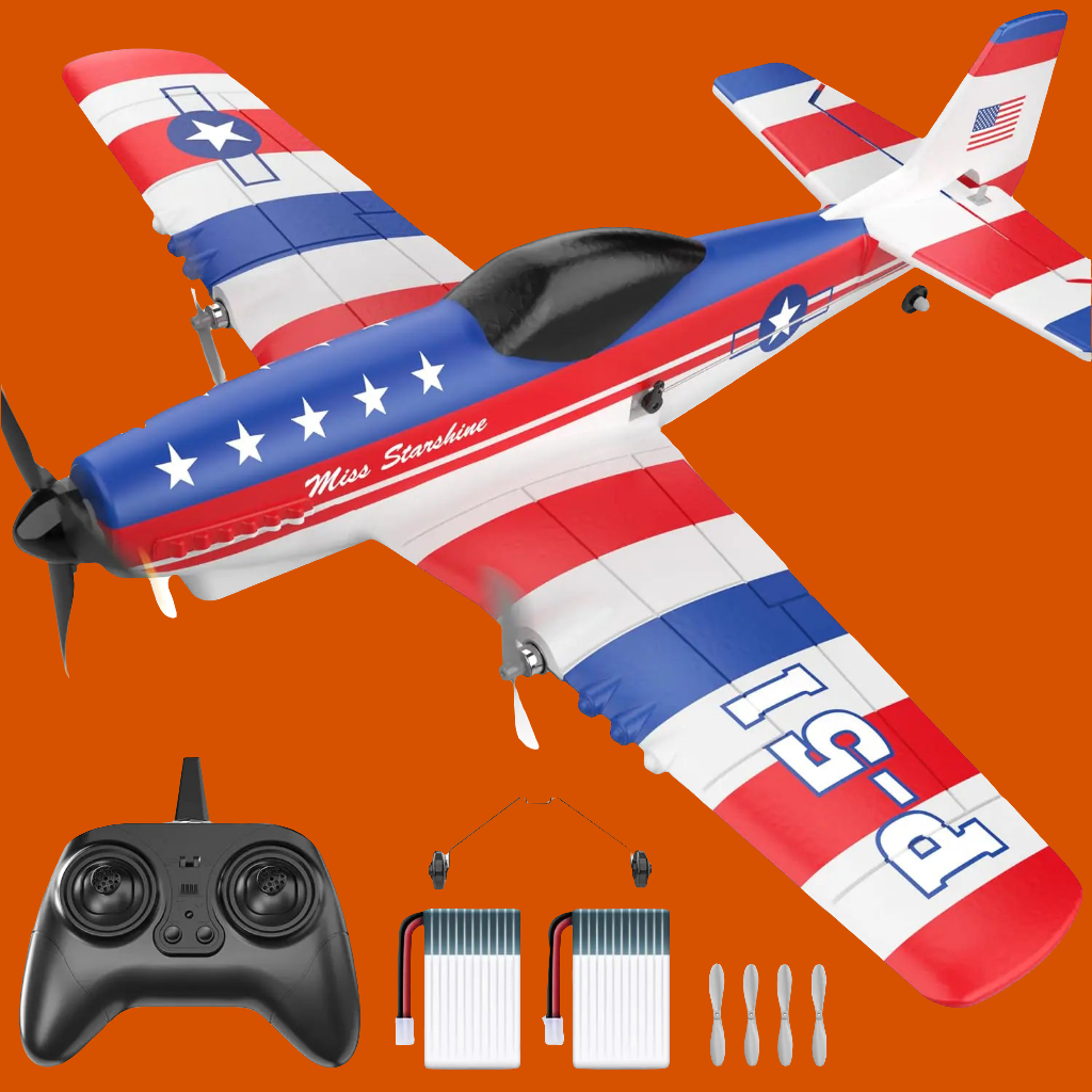✈️: DEERC P51D Mustang RC Fighter Plane - 3 Channel Remote Control Aircraft with 6-Axis Gyro