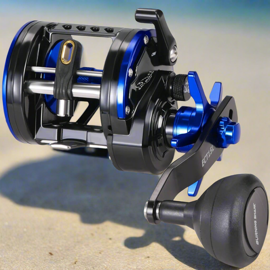 🎣 Burning Shark Round Baitcasting Reel - Saltwater Inshore Surf Trolling Reel ECT15L