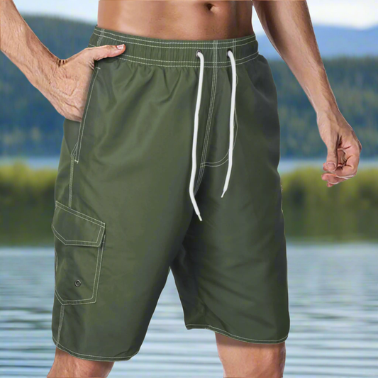 DR. ANISON Mens Swim Trunks Swim Shorts Swimming Trunks Swimsuit Quick Dry with Mesh Lining Swimwear Army Green