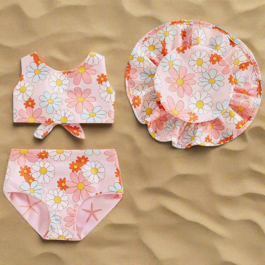 Mubineo Toddler Baby Girl Cute 2PCS Bathing Suit Beach Sets Bikini Swimsuit Set Bowknot Swimwear (Pink 4 Years)