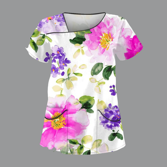 🩺 Purple Scrub Top L - Versatile Women's Medical Athletic Wear