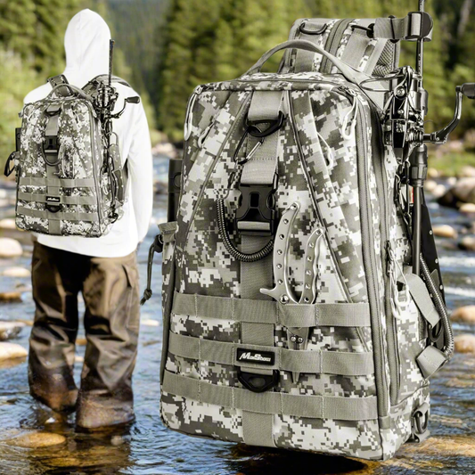 🎣 MoiShow Fishing Tackle Backpack - Ultralight Water-Resistant Storage Bag with Rod Holder
