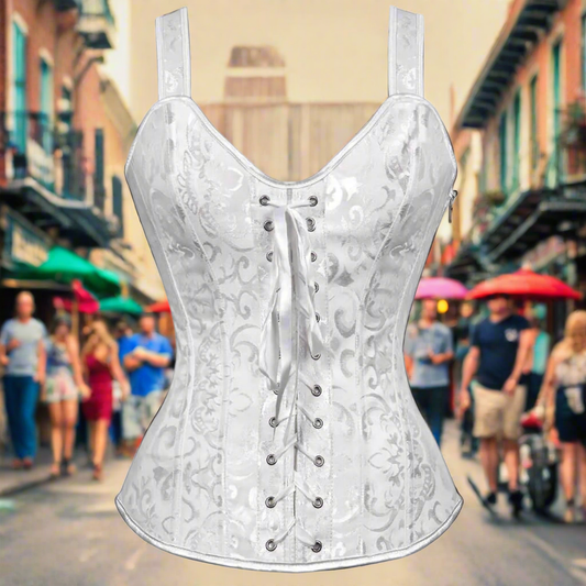 🤍: White Corsets for Women - Medieval Bridal Bustier with Shoulder Straps