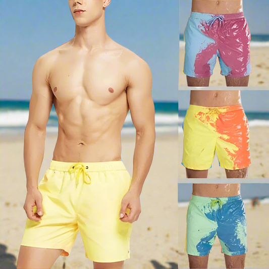 Men's Color-Changing Beach Shorts - Quick Dry Swim Trunks