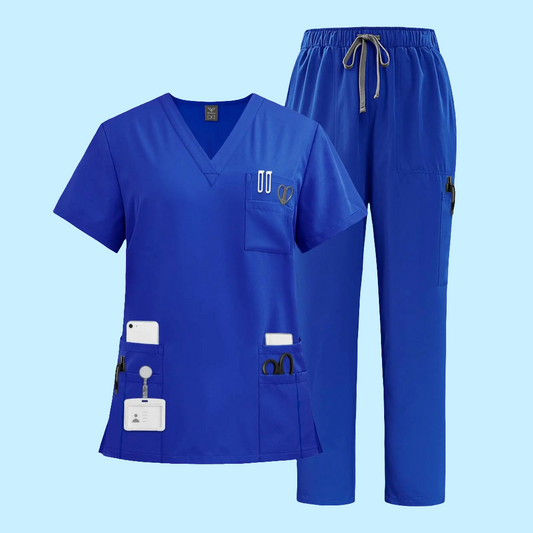 🩺 VIAOLI Scrubs Set - V-Neck Top & Drawstring Pants Medical Uniform for Women