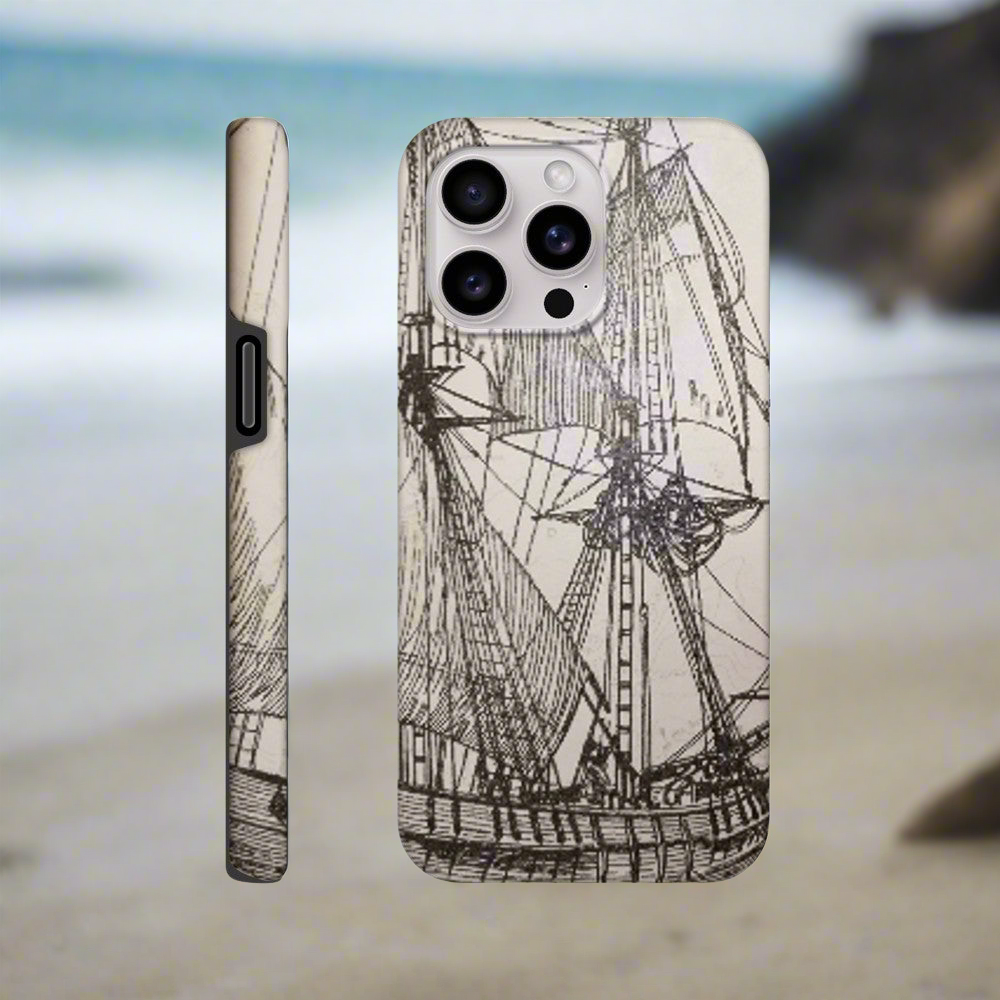 Sailing Schooner Artistic Phone Case – Durable Dual-Layer Design