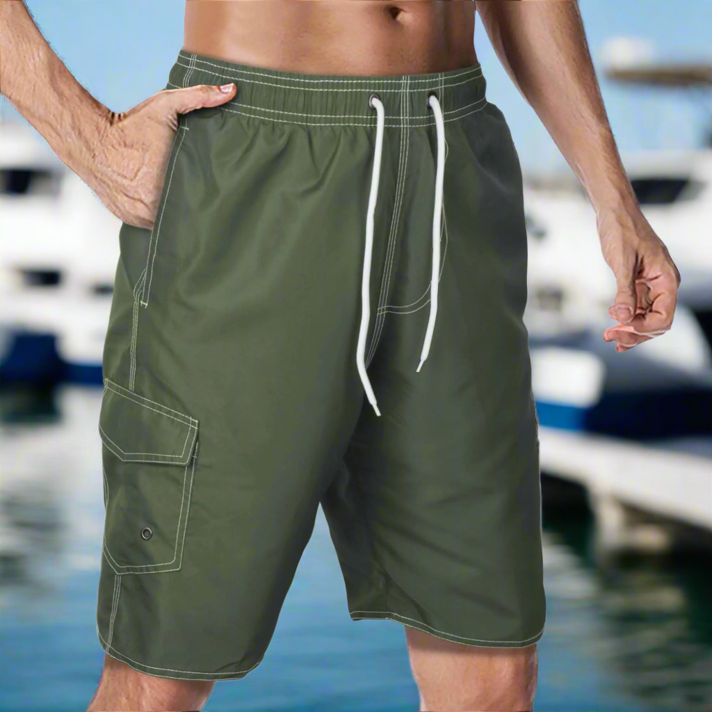 DR. ANISON Mens Swim Trunks Swim Shorts Swimming Trunks Swimsuit Quick Dry with Mesh Lining Swimwear Army Green