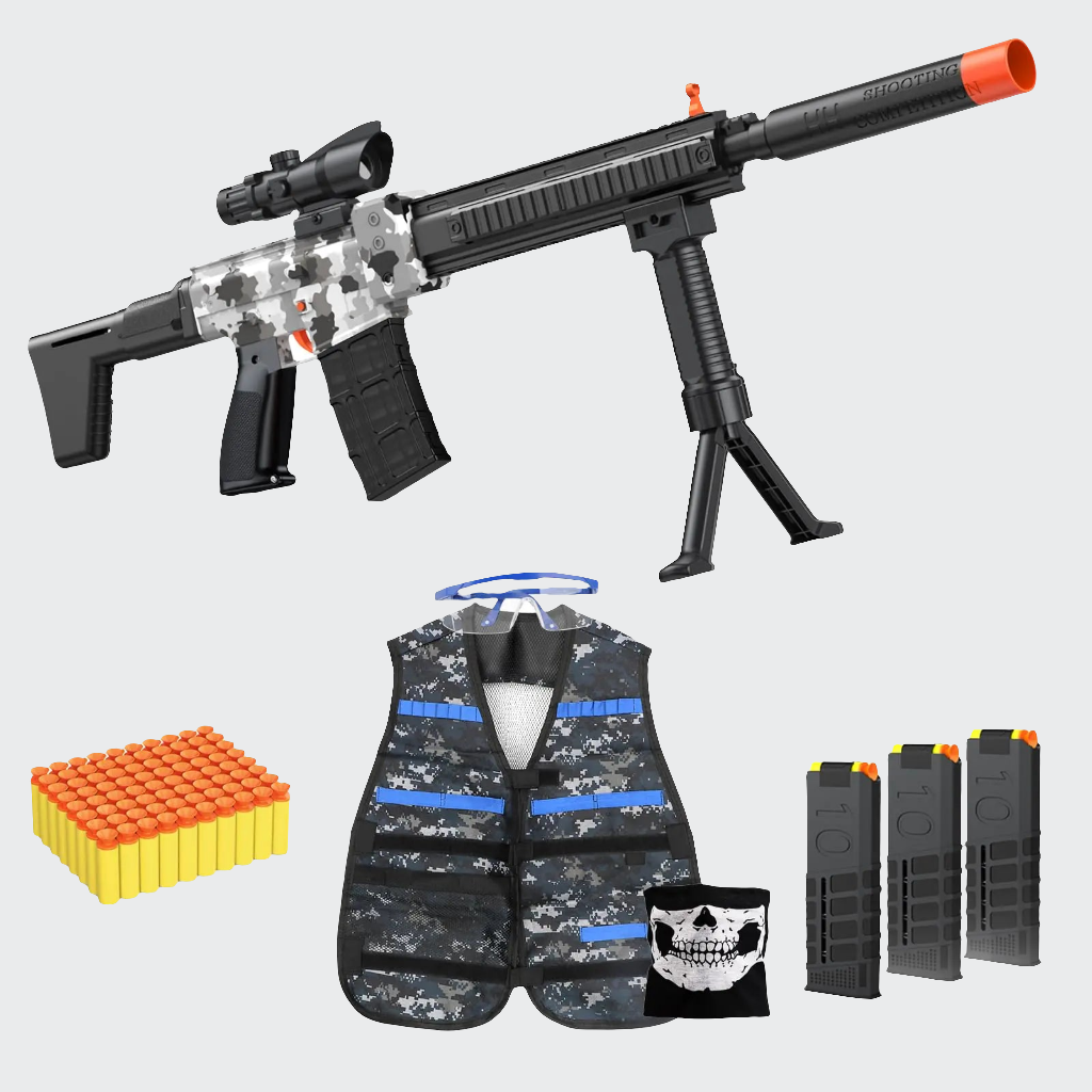 🔫: Automatic Sniper Rifle Toy Gun - Electric Foam Blaster with Tactical Gear Set