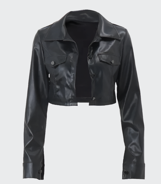 🏍️: Women's Motorcycle Style Single-Breasted Coat - Edgy Fashion Statement