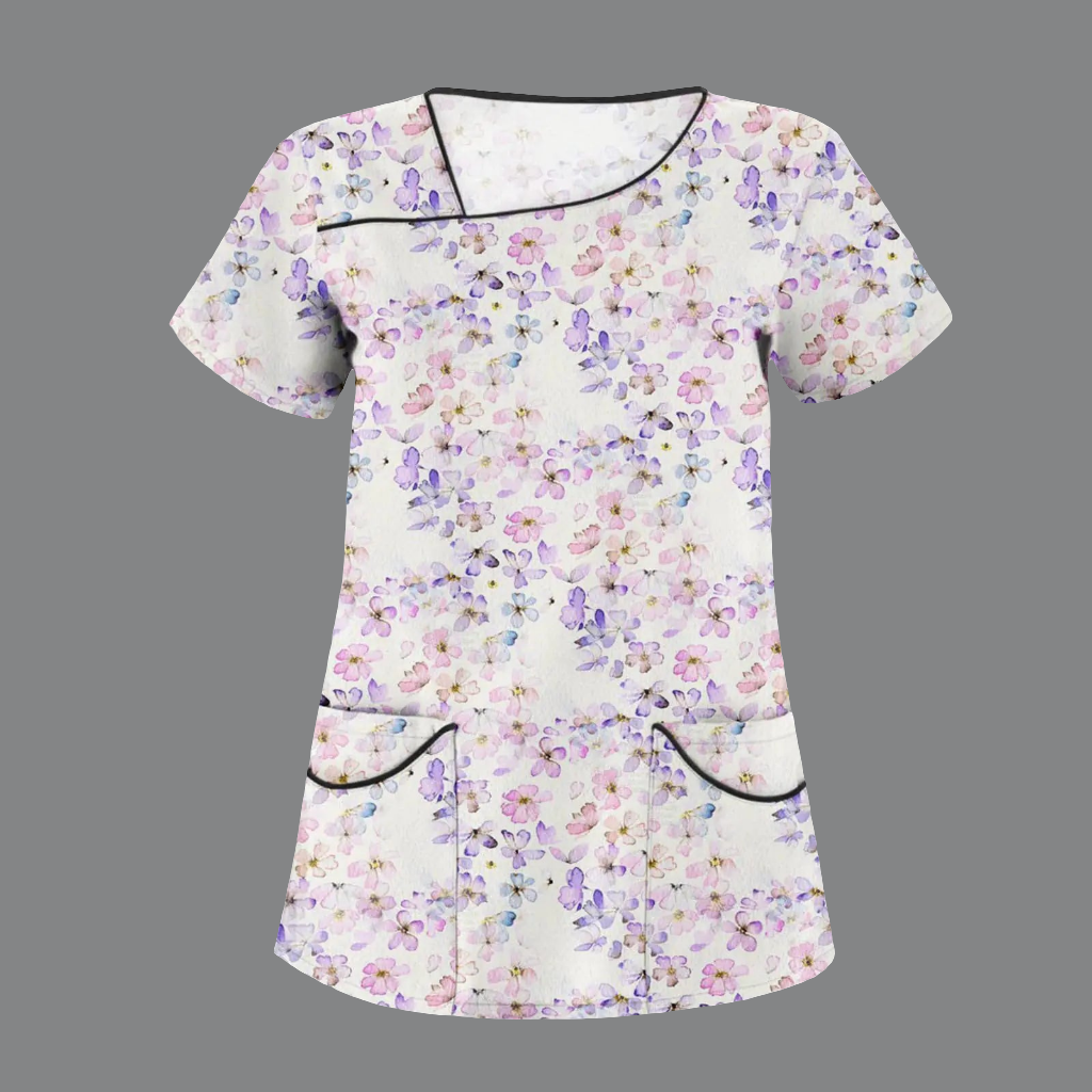 🩺 Plus Size Pink Scrub Top XL - Stretchy Women's Medical Uniform