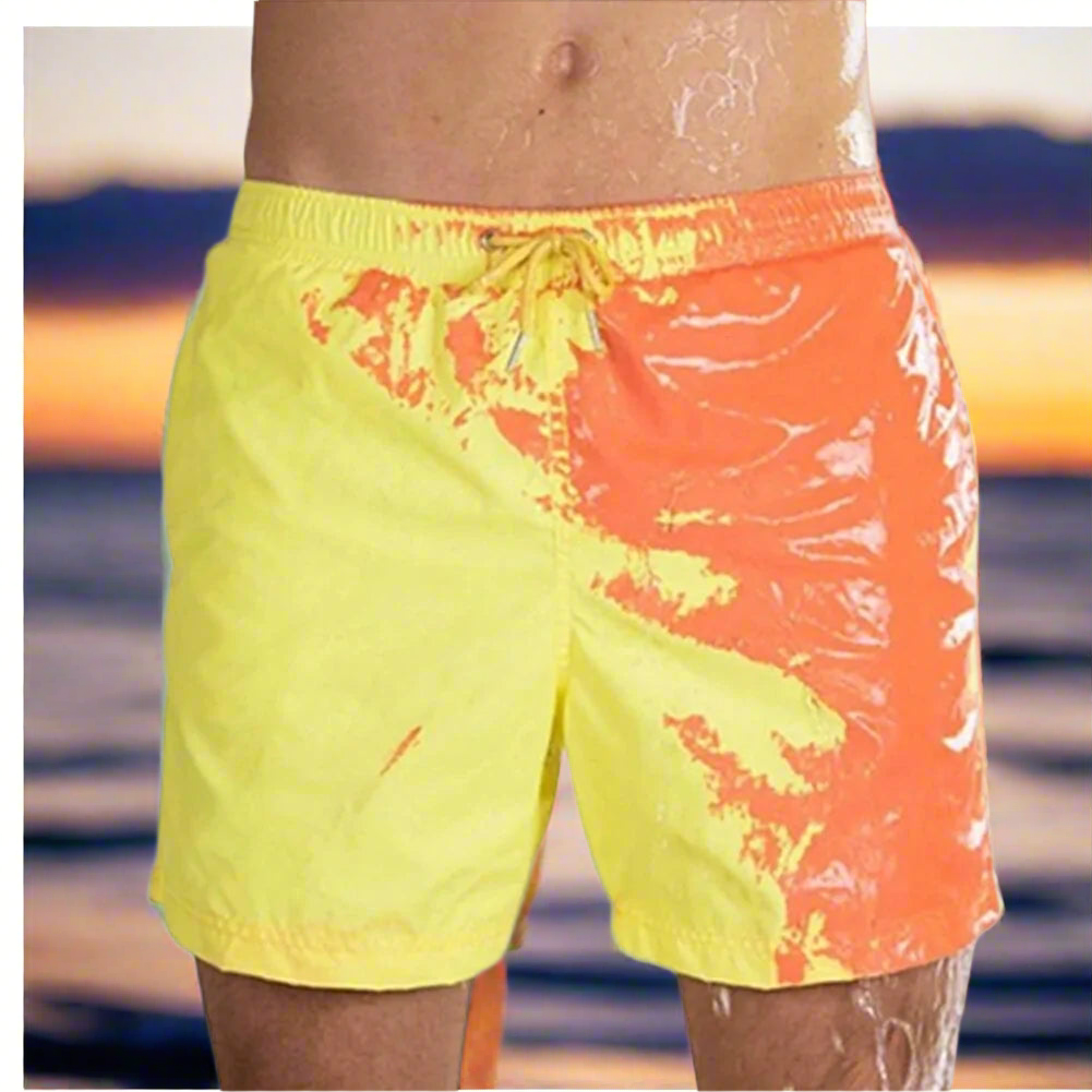 Men's Color-Changing Beach Shorts - Quick Dry Swim Trunks