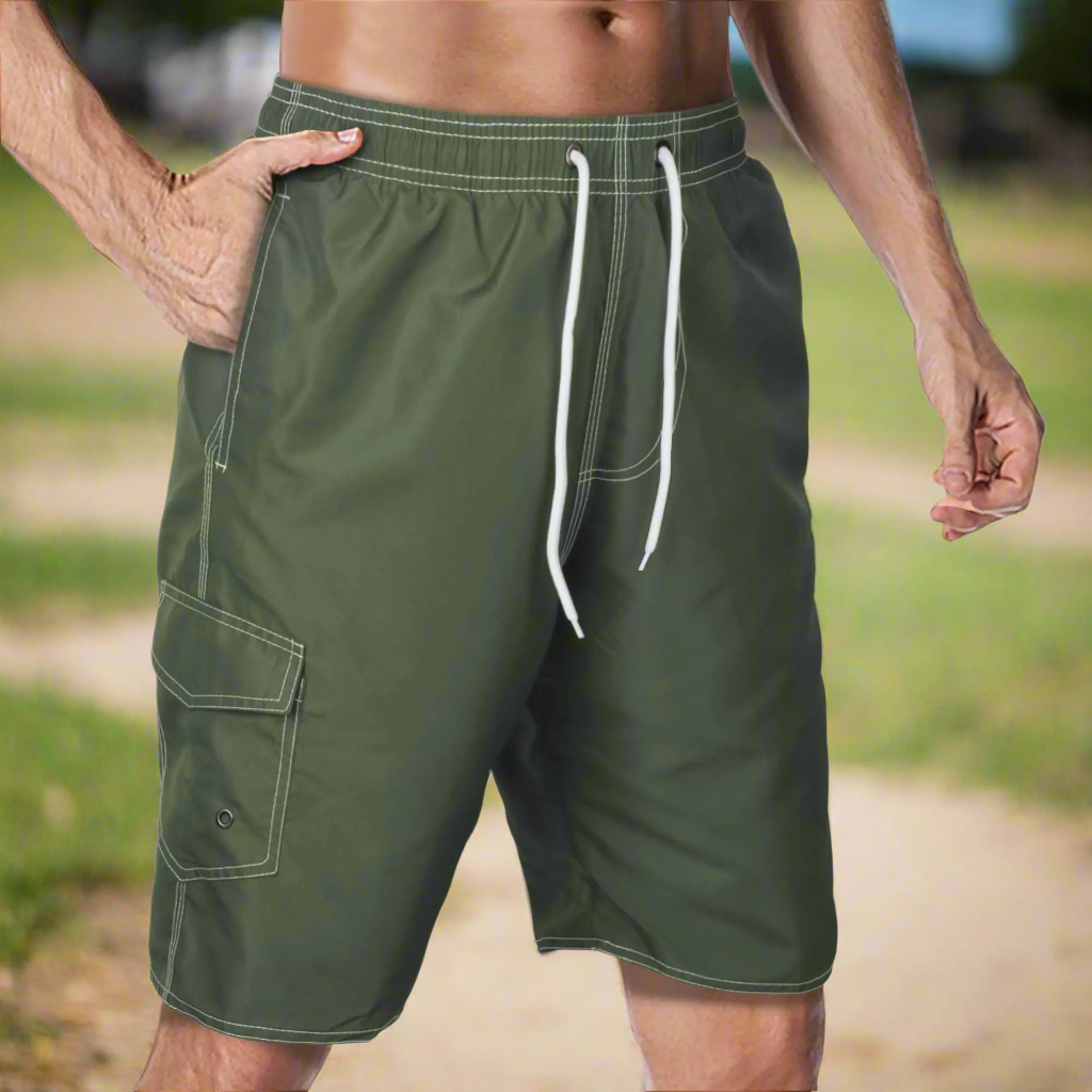 DR. ANISON Mens Swim Trunks Swim Shorts Swimming Trunks Swimsuit Quick Dry with Mesh Lining Swimwear Army Green