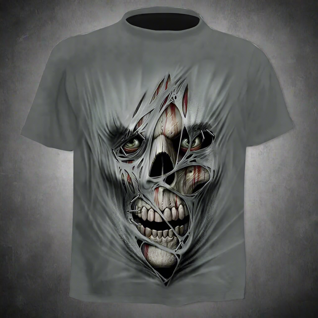 💀: 3D Skull Trendy T-Shirt - Bold Gothic Design