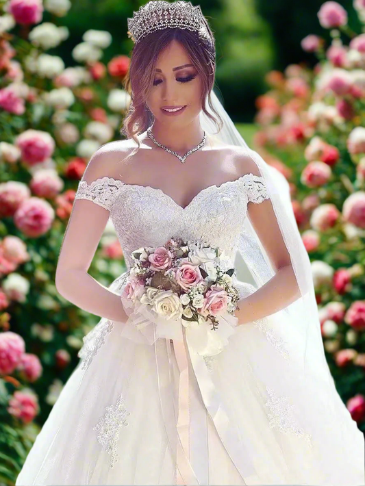 👰 Off Shoulder Wedding Dress 2025 - Princess Ball Gown Bridal Dress