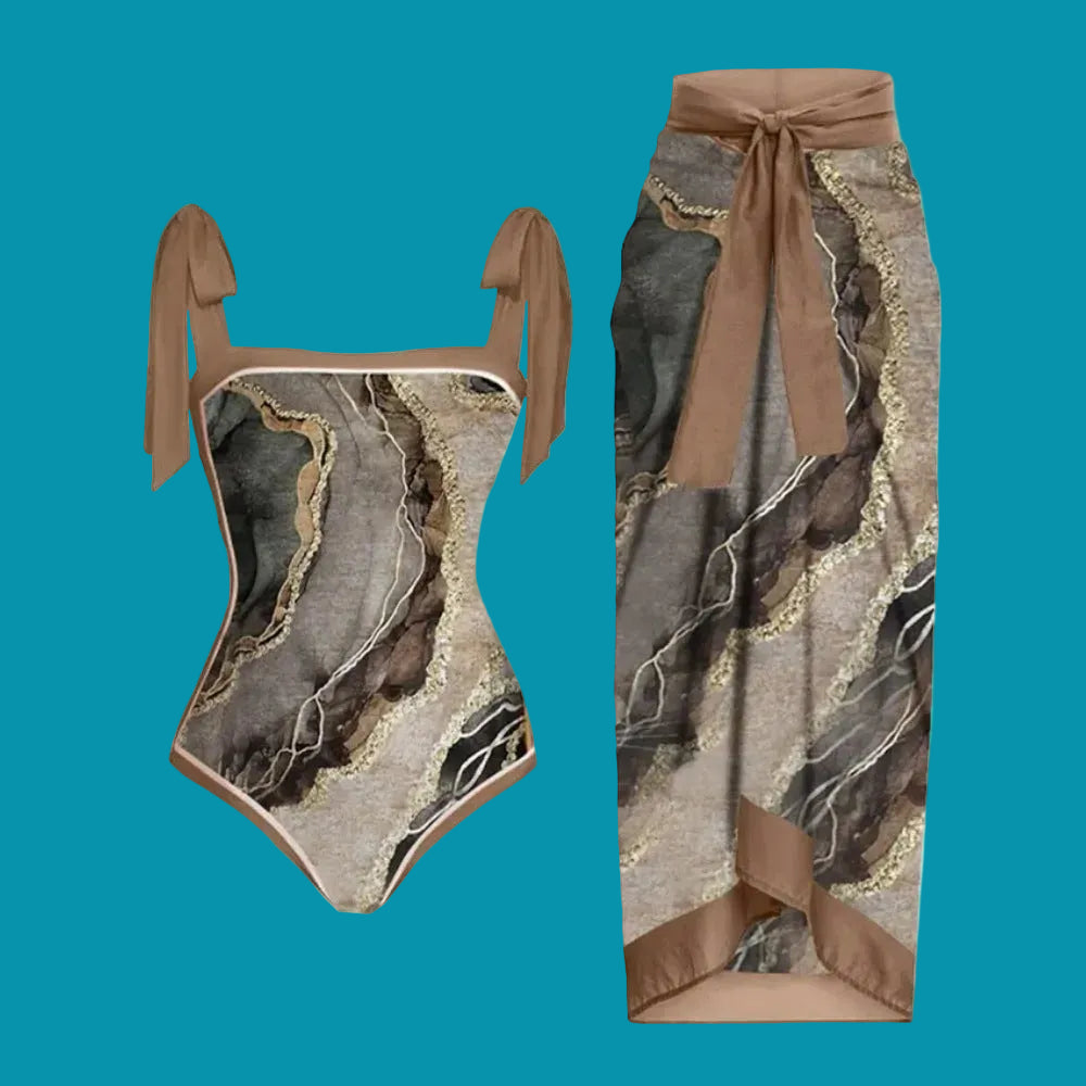 👙: Retro French One-Piece Swimsuit for Vacation