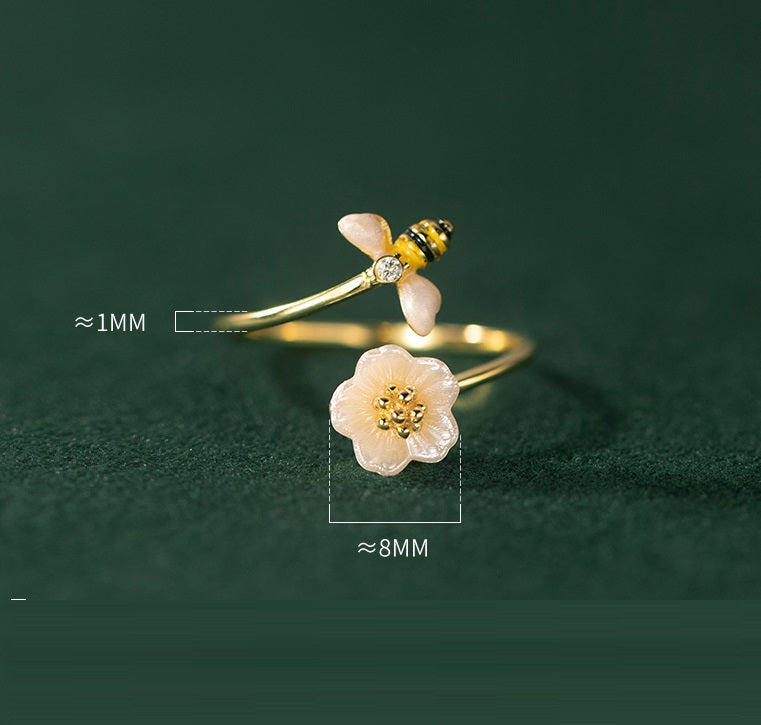 🐝: 925 Silver Bee Shell Ring for Women
