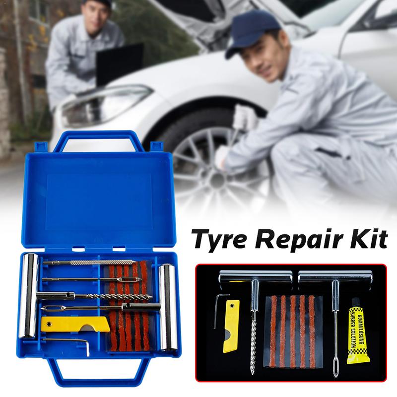🏍️: Motorcycle & Electric Vehicle Tire Repair Tool Kit — Portable Flat Tire Fix Set with Metal Storage Box