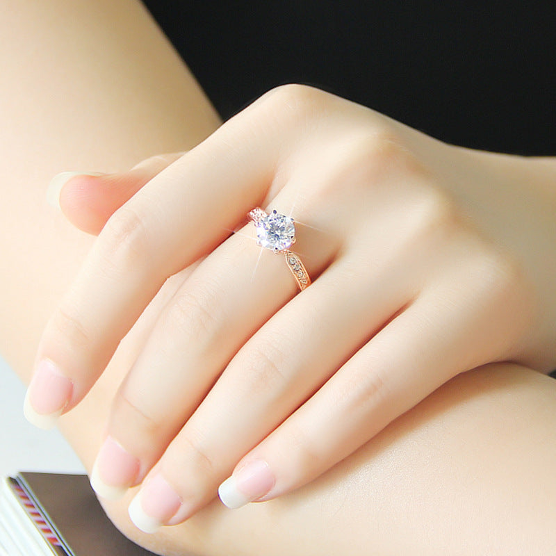 💎: Crystal Zircon Crown Ring — 925 Silver Diamond-Cut Statement Ring