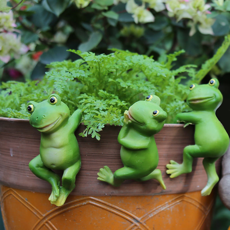 🐸: Resin Frog Ornaments for Garden Flower Pot Decoration