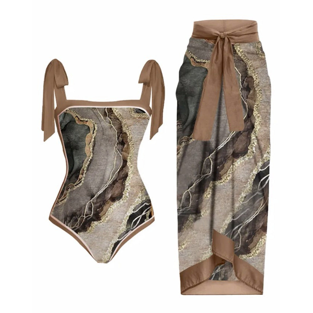 👙: Retro French One-Piece Swimsuit for Vacation