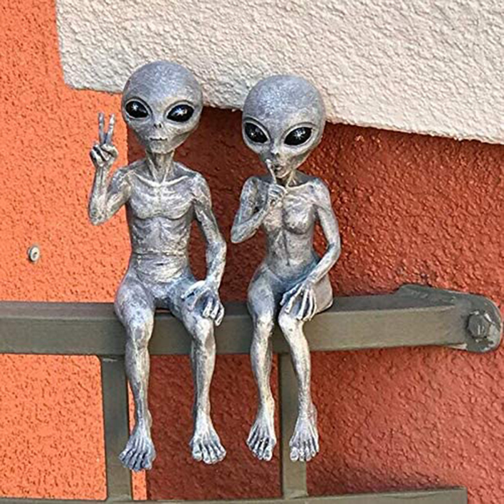 👽: Alien Statue Garden Figurine Set for Indoor/Outdoor Decor