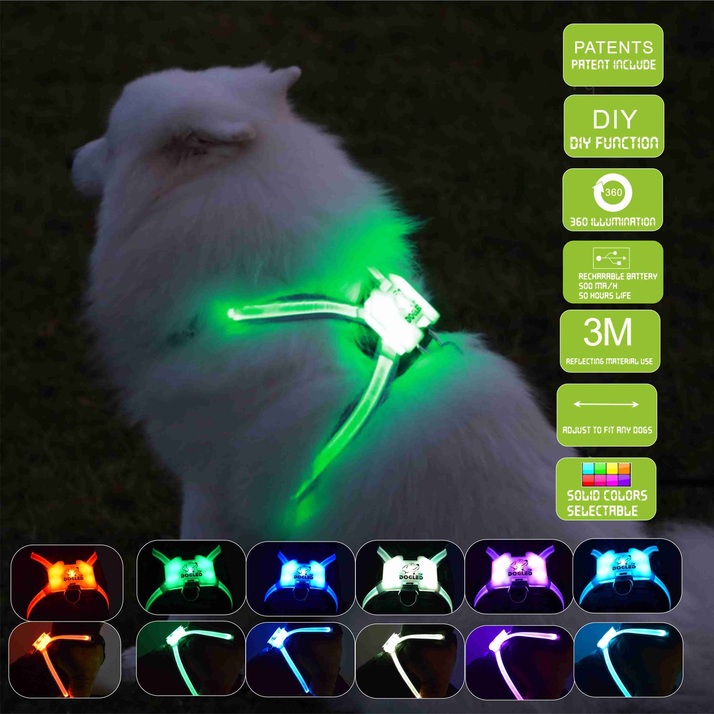 🐕: Світлодіодний USB перезаряджуваний силіконовий нашийник для собак – світловідбиваючий нашийник для безпеки всіх розмірів