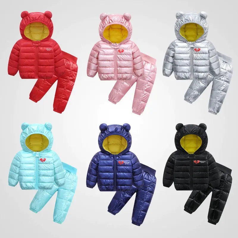 🧥: Kids' Down Jacket and Cotton Coat Two-Piece Set
