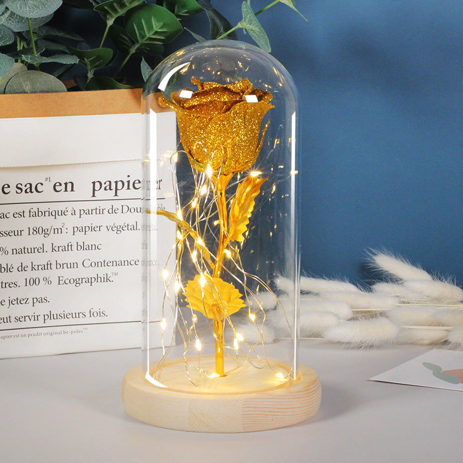 🌹: Eternal Rose LED Light in Glass Cover – Handmade Immortal Flower Gift for Valentine's Day, Mother's Day & Weddings