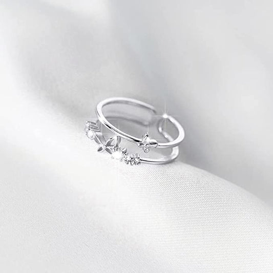 🦋: Women's Fashion Double Layer Butterfly Diamond Ring Set