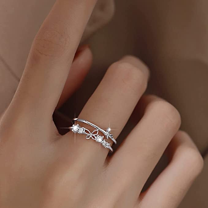 🦋: Women's Fashion Double Layer Butterfly Diamond Ring Set