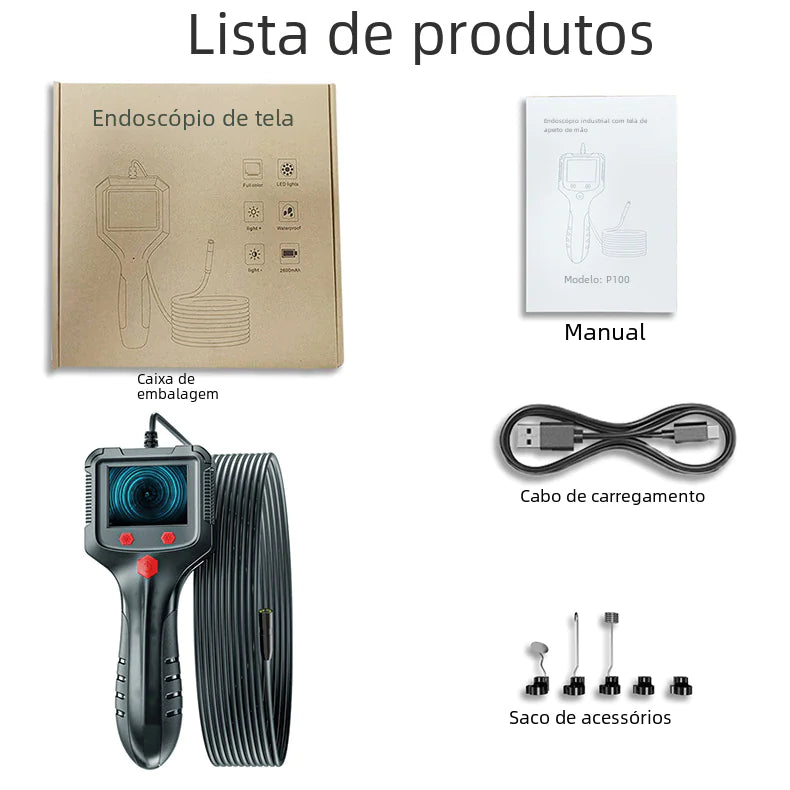 🔍: HD Waterproof Industrial Endoscope with Screen P100