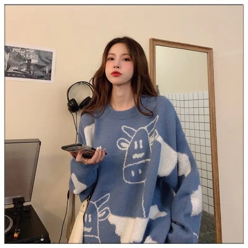 👚: Korean Style Loose Pullover Sweater for Casual Wear
