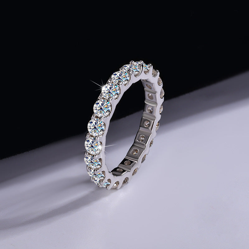 💎: S925 Sterling Silver Moissanite Diamond Stackable Ring