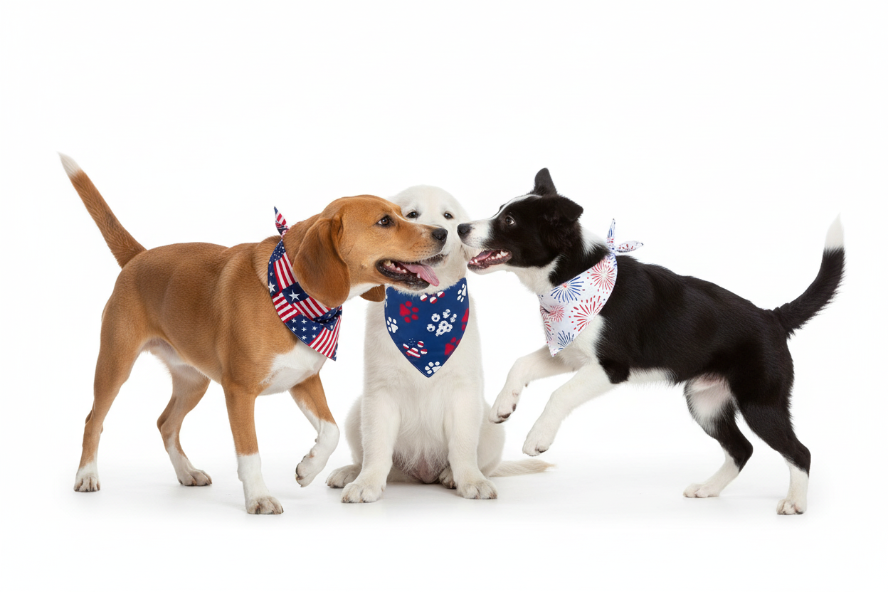 🐾: 4th of July Dog Bandanas 2 Pack - USA American Flag Patriotic Pet Bandana for Dogs & Cats
