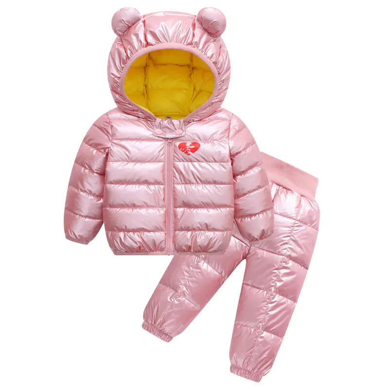 🧥: Kids' Down Jacket and Cotton Coat Two-Piece Set