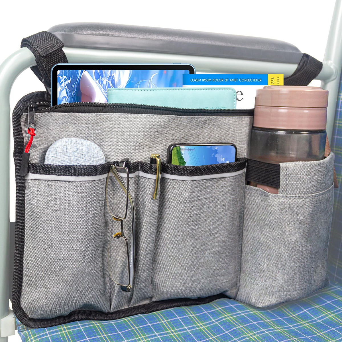♿: Wheelchair Bag With Cup Holder & Side Pouch — Accessories for Seniors, Walkers, Rollators & Electric Scooters