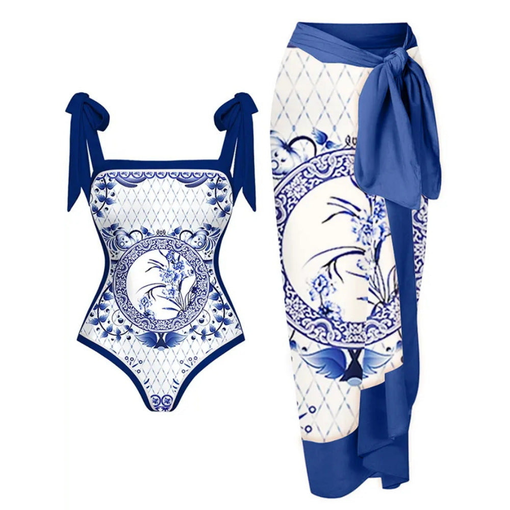 👙: Retro French One-Piece Swimsuit for Vacation