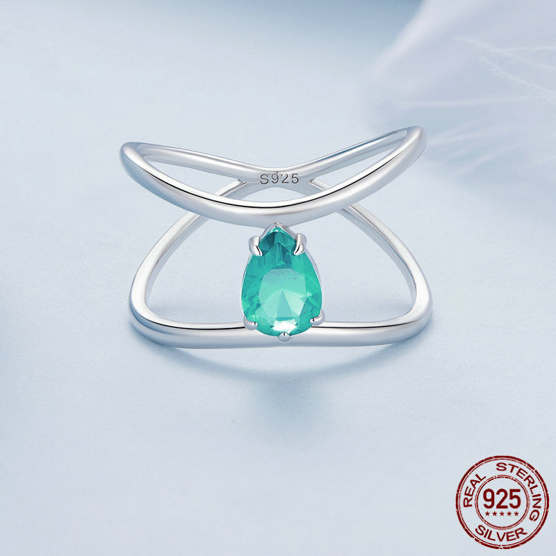 💍: Double-Layer Cross Water Drop Ring