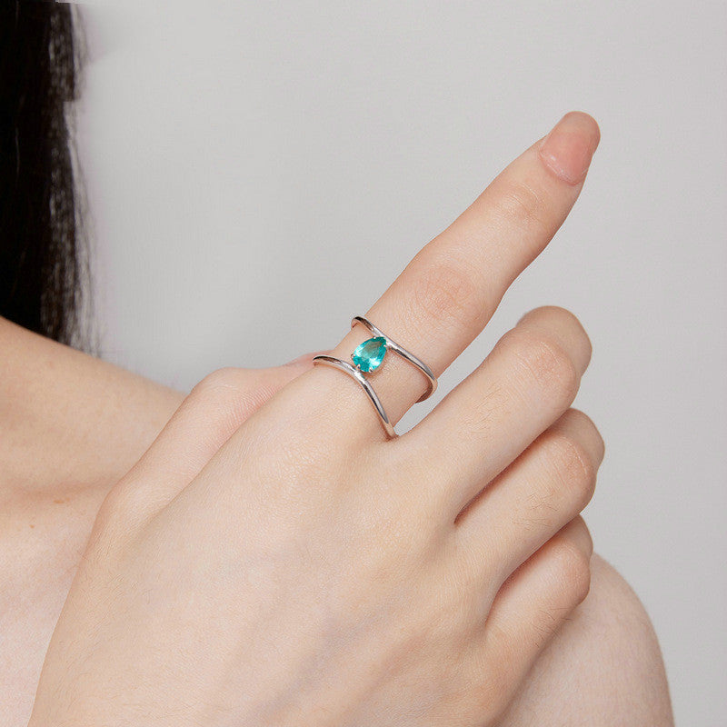 💍: Double-Layer Cross Water Drop Ring