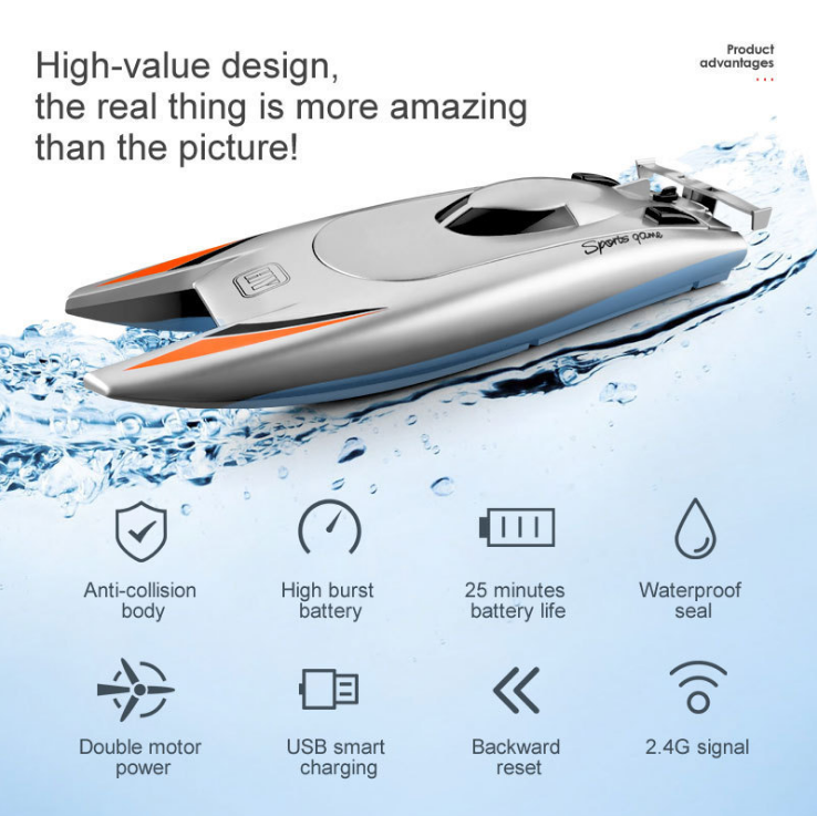 🚤: Dual Motor Remote Control Racing Boat - 30 KPH High Speed RC Boat for Kids & Adults