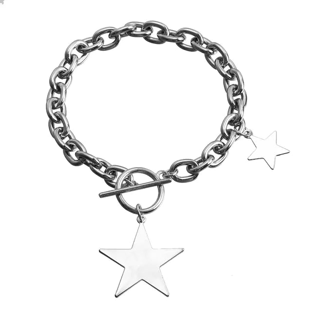 ⭐: Kpop Fashion Steel Star Pendant Choker Necklace
