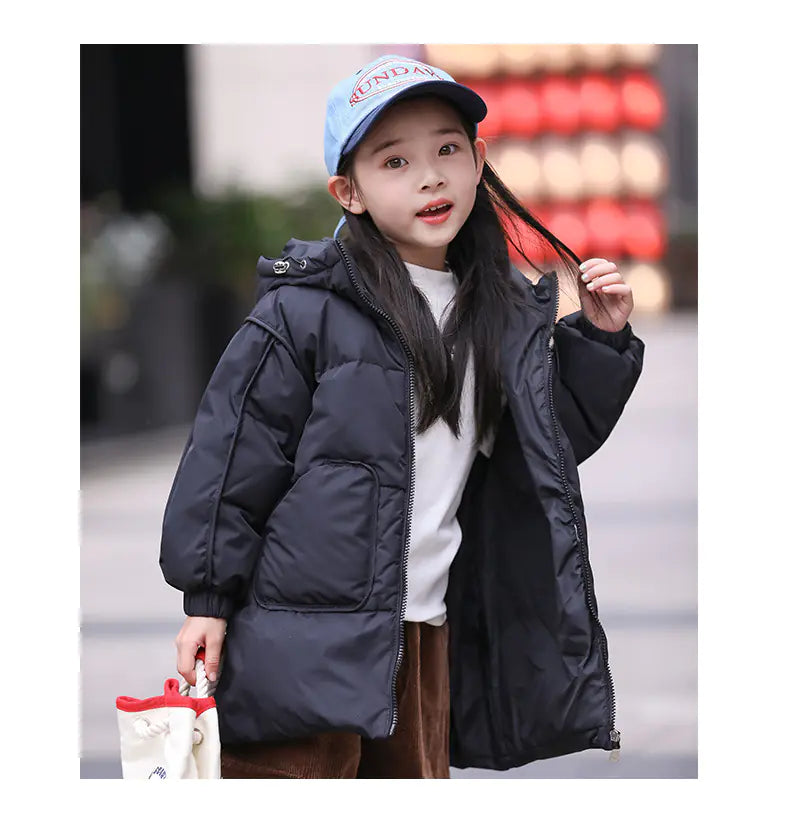 🧥: Thick Kids' Down Jacket - Mid-Length Unisex Winter Coat