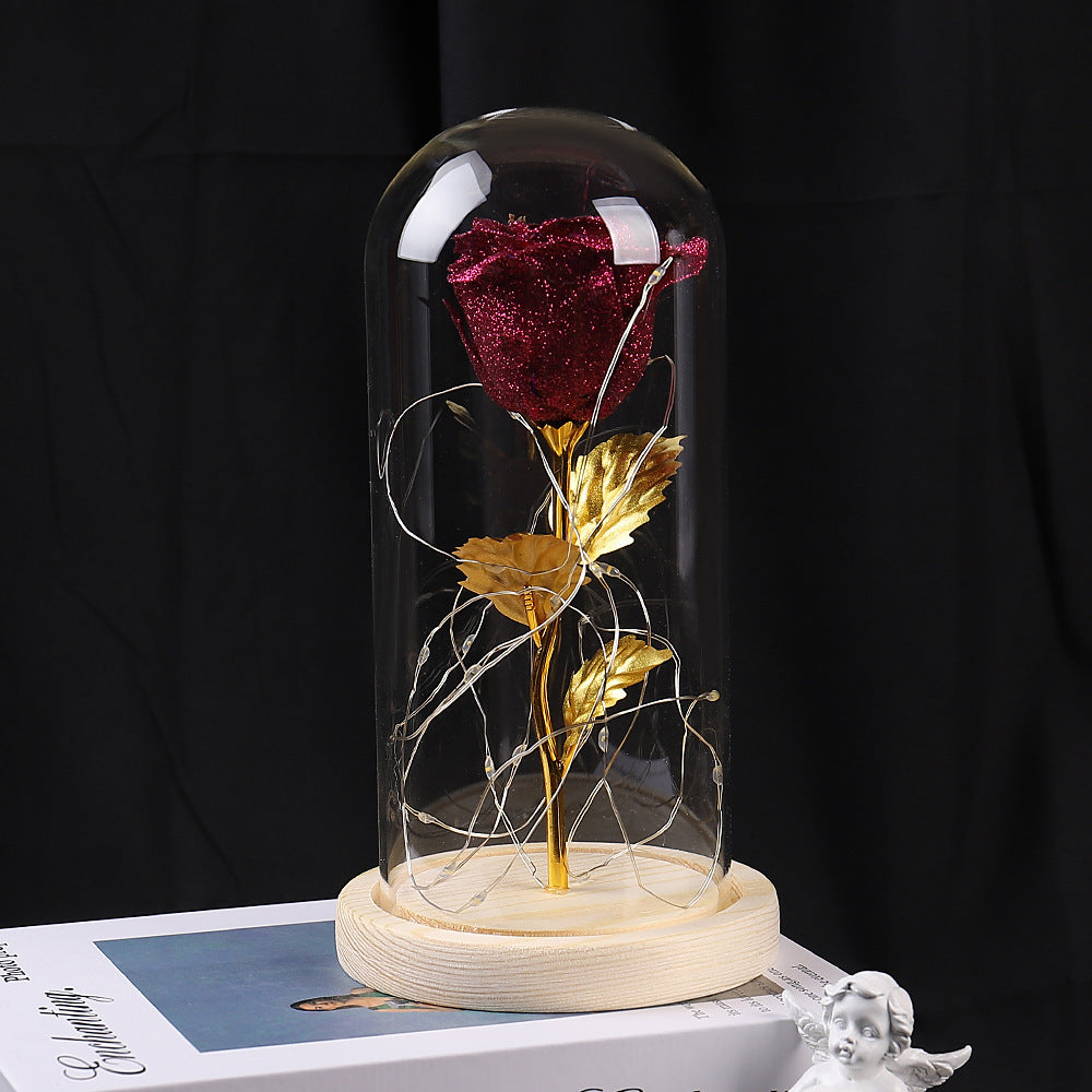 🌹: Eternal Rose LED Light in Glass Cover – Handmade Immortal Flower Gift for Valentine's Day, Mother's Day & Weddings