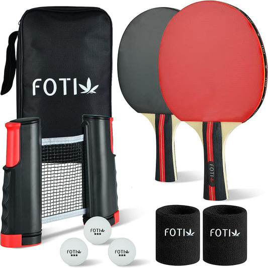 🏓: Table Tennis Racket Set with Balls and Adjustable Net