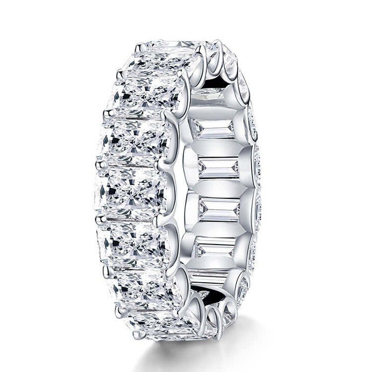 💎: Sterling Silver Ring with High Carbon Diamond Simulant - Carven Design & Emerald Cut