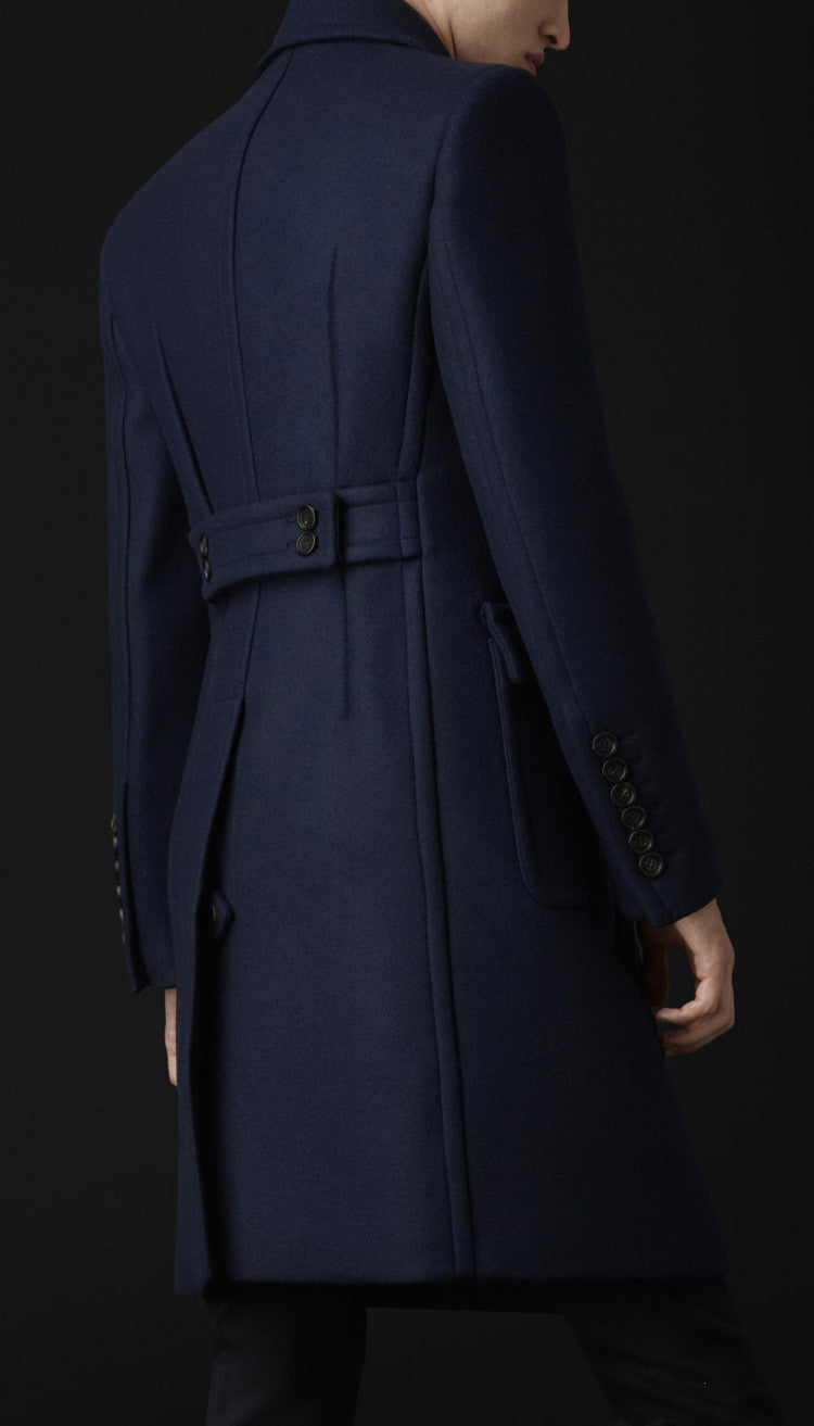 🧥: Men's Wool Blend Double Breasted Long Coat - British Style